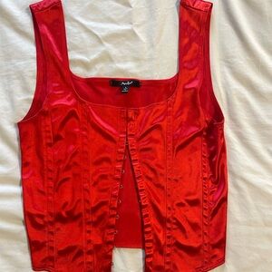 Vibrant Red Satin Corset Top